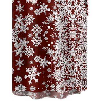 Christmas Snowflake Allover Print Short Sleeve Button Up Shirt