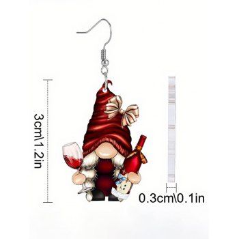 Christmas Charming Gnome Wine Red Details Acrylic Earrings