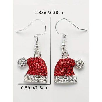 Christmas Artificial Crystal Hat Earrings