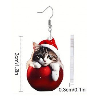 Christmas Cute Cat Hat Acrylic Earrings