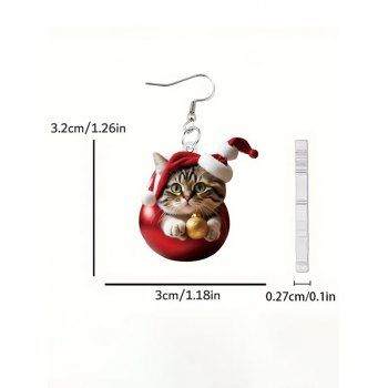 Christmas Cute Cat Hat Bell Acrylic Earrings