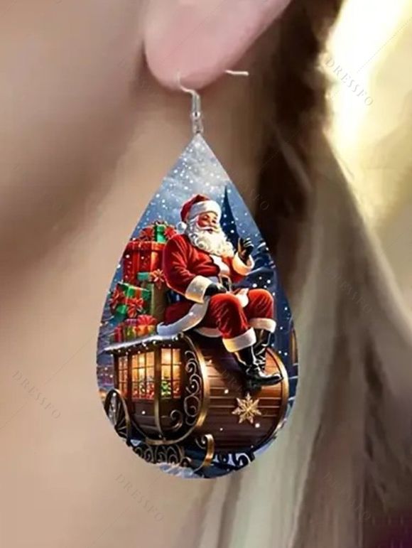 Boucles D'Oreilles Père Noël Double Face en Acrylique - multicolor B 