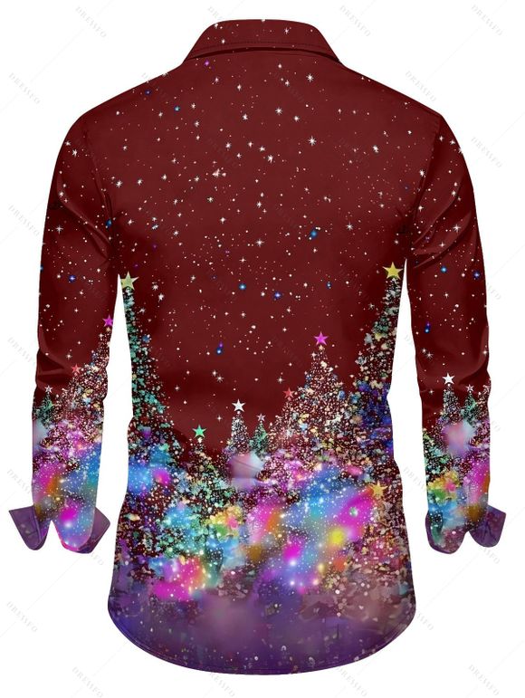 Chemise Décontractée Sapin de Noël Bandoulière Boutonnée - Rouge foncé M