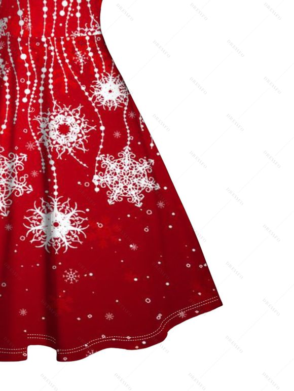 Mini Robe de Noël Contrastée Panneau en Fausse Fourrure - Rouge XL | US 12