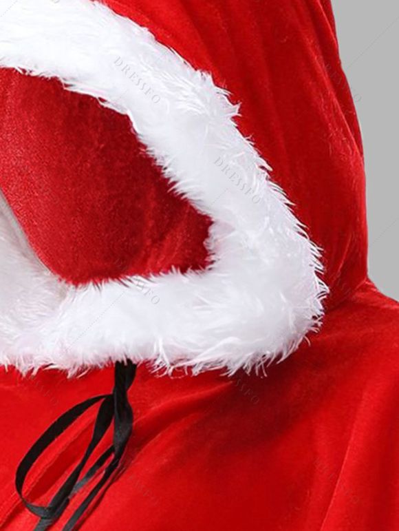 Châle Cape à Capuche en Velours Motif Père Noël Vêtements de Fête - Rouge 