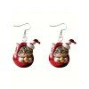 Boucles D'Oreilles de Noël Chat Mignon en Chapeau en Acrylique - multicolor A 