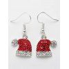 Boucles D'Oreilles Chapeau de Noël en Faux Cristal - Rouge 