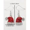 Boucles D'Oreilles Chapeau de Noël en Faux Cristal - Rouge 