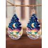 Boucles D'Oreilles Unique Scène de Lune et Goutte D'Eau Design - multicolor A 