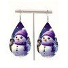 Boucles D'Oreilles Double-Face en Acrylique Motif Bonhomme de Neige - multicolor A 