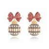 Boucles D'Oreilles de Noël Décoration Boule avec Nœud Papillon en Faux Strass - multicolor A 