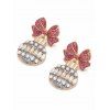 Boucles D'Oreilles de Noël Décoration Boule avec Nœud Papillon en Faux Strass - multicolor A 