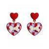 Boucles D'Oreilles de Noël Uniques Cœur Nœud Papillon Design - multicolor A 