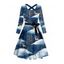 Robe Midi Imprimé Renne de Noël et Bonhomme de Neige avec Ceinture - Bleu gris XXXXXL | US 20