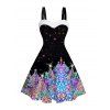 Mini Robe Arbre de Noël Brillant Imprimé avec Fausse Fourrure - multicolor XXXXXL | US 20