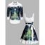 Christmas Tree Print Contrast Color Belted Mini Dress And Long Sleeve Button Up Shirt Matching Outfit - Bleu profond S | US 4