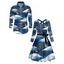 Christmas Elk Snowman Print Long Sleeve Belted Dress And Button Up Shirt Matching Outfit - Bleu gris S | US 4