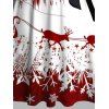 Christmas Snowflake Elk Sleigh Ride Print Crisscross Bowknot Belted Dress And High Heel Faux Fur Boots Plaid Round Earrings Outfit - Rouge foncé S | US 4