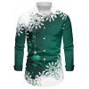 Chemise Décontractée Flocon de Neige et Boule Imprimés à Manches Longues - Vert profond 5XL