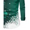 Chemise Décontractée Flocon de Neige et Boule Imprimés à Manches Longues - Vert profond 4XL