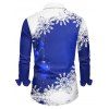 Chemise Décontractée Flocon de Neige et Boule Imprimés à Manches Longues - Bleu 2XL