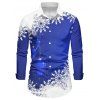 Christmas Ball Snowflake Print Flutter Sleeve High Low Hooded Dress And Long Sleeve Button Up Shirt Matching Outfit - Bleu S | US 4