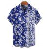 Christmas Snowflake Print Belted Dress and Short Sleeve Button Up Shirt Outfit - Bleu profond S | US 4