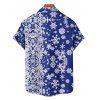 Christmas Snowflake Print Belted Dress and Short Sleeve Button Up Shirt Outfit - Bleu profond S | US 4