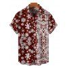 Christmas Snowflake Print Belted Dress and Short Sleeve Button Up Shirt Outfit - Rouge foncé S | US 4