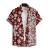 Christmas Snowflake Print Belted Dress and Short Sleeve Button Up Shirt Outfit - Rouge foncé S | US 4