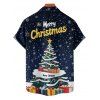 Christmas Tree Snowflake Letter Print Belted Mini Dress And Short Sleeve Button Up Shirt Matching Outfit - Bleu profond S | US 4