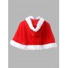 Châle Cape à Capuche en Velours Motif Père Noël Vêtements de Fête - Rouge 