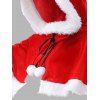 Châle Cape à Capuche en Velours Motif Père Noël Vêtements de Fête - Rouge 