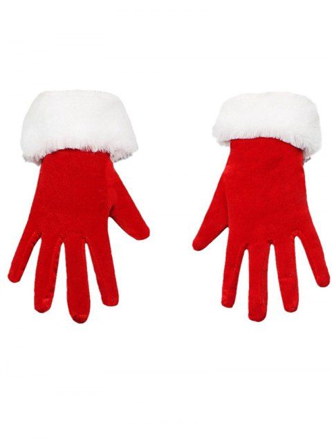 Gants de Noël Courtes à Ourlet Fourré en Velours