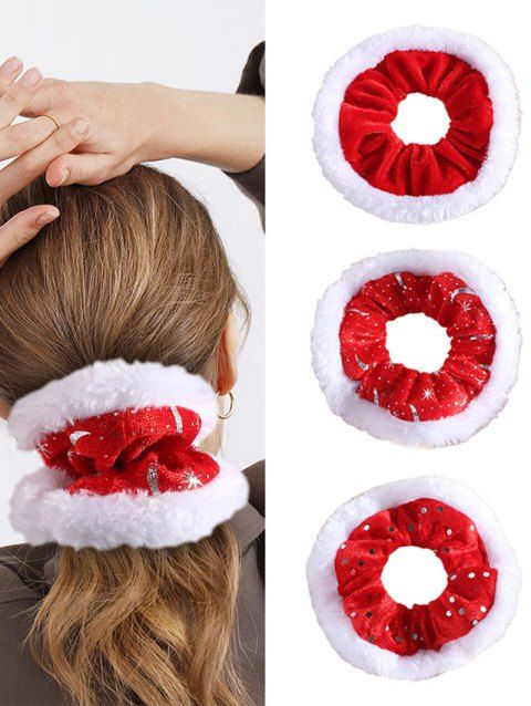 Bandeau de Cheveux de Noël Large Fourré Noué 3 Pièces