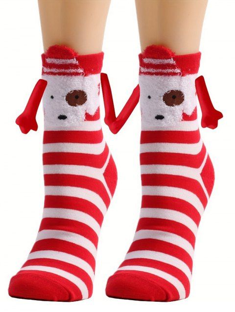 Chaussettes Mi-Mollet avec Fermeture Aimantée Motif Mains pour Noël