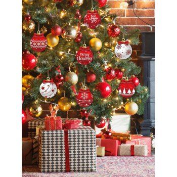 12 Pieces Wooden Ornaments Tree Decorations Home and Party Christmas Balls