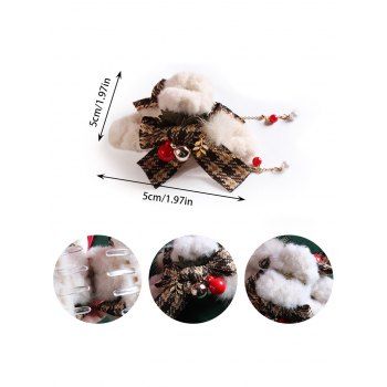 3 Christmas Furry Plaid Beaded Pom-Pom Head Hair Claws