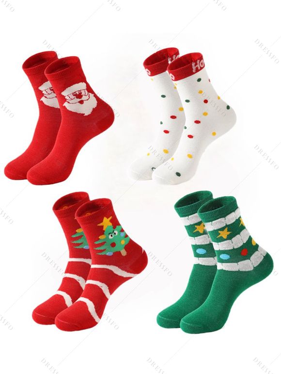 Chaussettes Mi-Mollet de Noël 4 Paires - multicolor A 