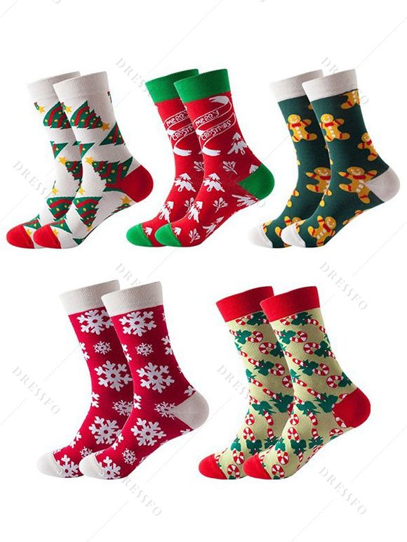 Chaussettes de Noël Mi-Mollet 5 Paires - multicolor A 