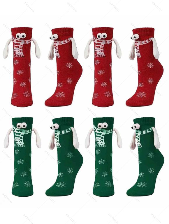 Chaussettes Mi-Mollet de Noël Magnétique Œil Design 2 Paires - multicolor A 