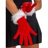 Gants de Soirée de Noël à Bordure en Fausse Fourrure en Velours - Rouge 