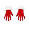 Gants de Noël Courtes à Ourlet Fourré en Velours - Rouge 