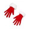 Gants de Noël Courtes à Ourlet Fourré en Velours - Rouge 