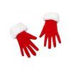 Gants de Noël Courtes à Ourlet Fourré en Velours - Rouge 