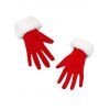 Gants de Noël Courtes à Ourlet Fourré en Velours - Rouge 