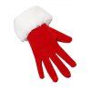 Gants de Noël Courtes à Ourlet Fourré en Velours - Rouge 