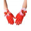 Gants de Noël Plume Cloche avec Nœud Papillon Mignon - Rouge 