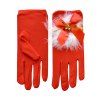 Gants de Noël Plume Cloche avec Nœud Papillon Mignon - Rouge 