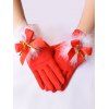 Gants de Noël Plume Cloche avec Nœud Papillon Mignon - Rouge 